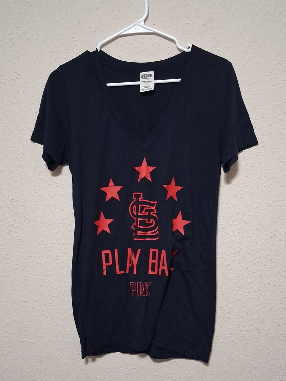 PINK Victoria's Secret Heather Navy Tag Tee